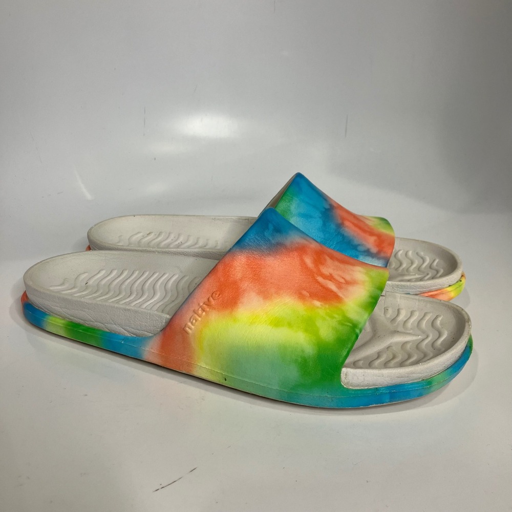 Native Spencer LX rainbow tie dye slides casual summer beach - Picture 3 of 9